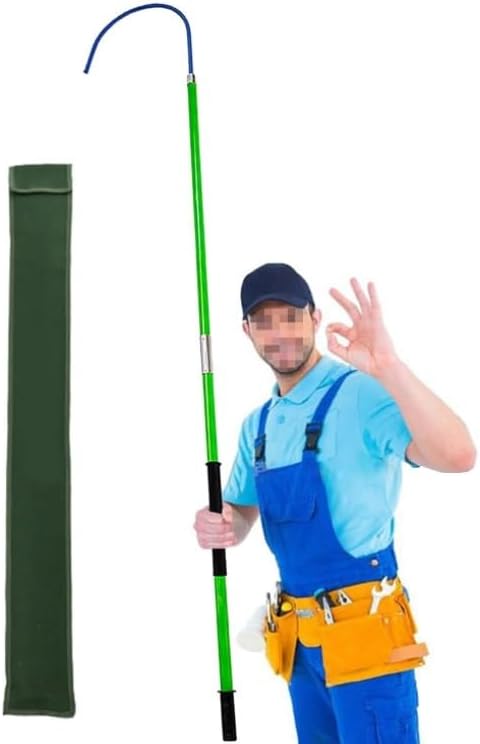 High Voltage Fibers Hook Tool for Electricians, Emergency Electrocut Rescue with Telescoping Pole for Cable Maintenance & Power Line Safety