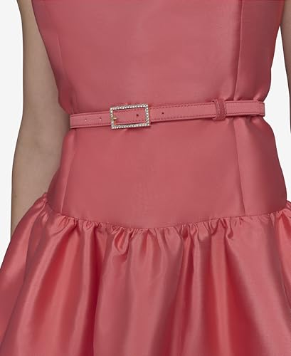 Image of Karl Lagerfeld Women's Sleeveless Boat Neck Drop Waist Belted Midi Dress