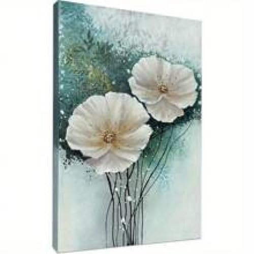 Peinture pivoine art mural contemporain 30x45cm avec cadre impression flore