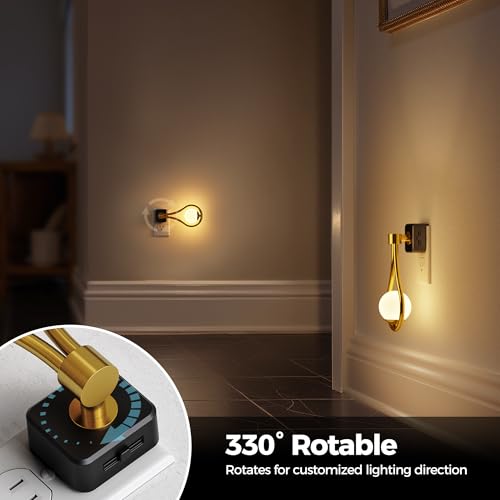 Image of Briignite LED Night Light, Night Lights Plug into Wall, 0-100LM Dimmable Nightlight, 330 Rotating with Dusk to Dawn Sensor, Adjustable Brightness for Kids, Bathroom, Bedroom, Hallway, Stairway