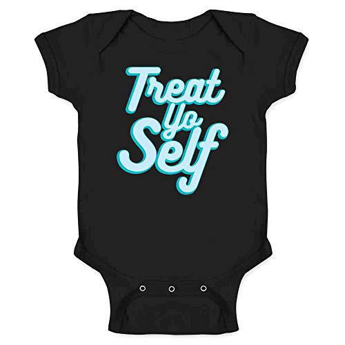 Treat Yo Self Funny Retro Holiday Infant Bodysuit for Newborns Black 12M