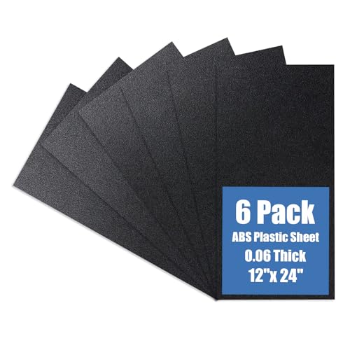 Image of Plastic Sheet 12 inch x 24 inch x 0.06 inch, Black PVC Board Flexible Moldable Impact Strength and High Tensile 1 /16 inch Thick (1.5mm) for Crafts Materials Home Decor and Handicrafts, Abs Plastic Sheets 6 Pack