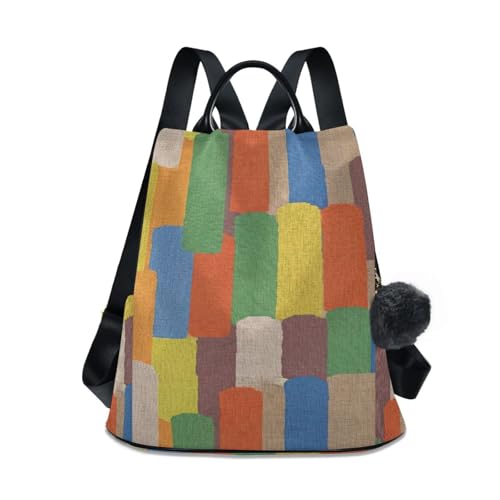Sac à dos abstrait coloré vert design imprimé pinceau unique pour femme