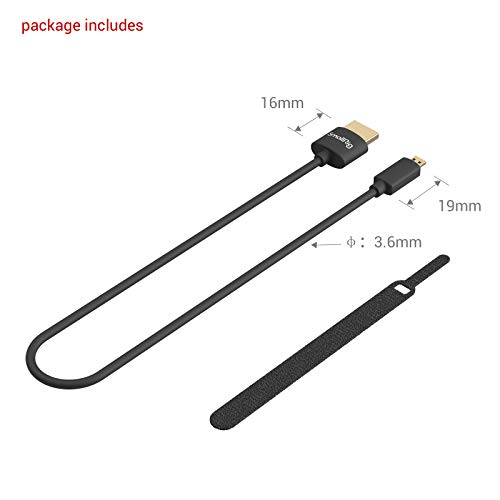 Smallrig D To A Cable Ultra Thin Cable 55Cm/1.8Ft, Super Flexible Slim High Speed 4K 60Hz Hdr Hdmi 2.0, For Gopro Hero 7/6 / 5, For Sony A6600 / A6400-3043 #TOP4