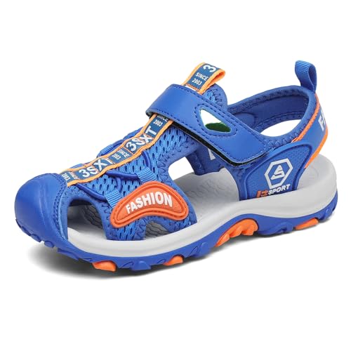 Mishansha Sandalen Mädchen Sommer Geschlossene Sandalen Kinder Atmungsaktiv Outdoor Sport Trekking & Wandersandalen Marineblau 31 EU