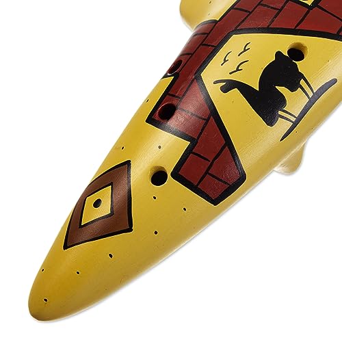 Novica 421390 Handmade Ceramic Ocarina Andean Yellow Peru Musical Instruments Wind Inca 'Afternoon Melody' thumb #3
