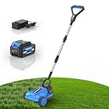 AZZUNO 8.3' Electric Cordless Lawn Mower: 20V Push Brush Cutter with 3-Position Height Adjustment, Brushless Compact Walk Behind Weed Wacker Eater for Small Garden Yard, 3.0Ah Battery and Charger