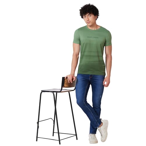 Image of Spykar Men's Slim Fit N /A Half Sleeve Solid Casual T-Shirt