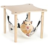Lyellfe Guinea Pigs Hammock, Hideout with Wooden Stand Platform, Durable Safe Pet Bed for Piggies Chinchilla Rat Hamster Bunny
