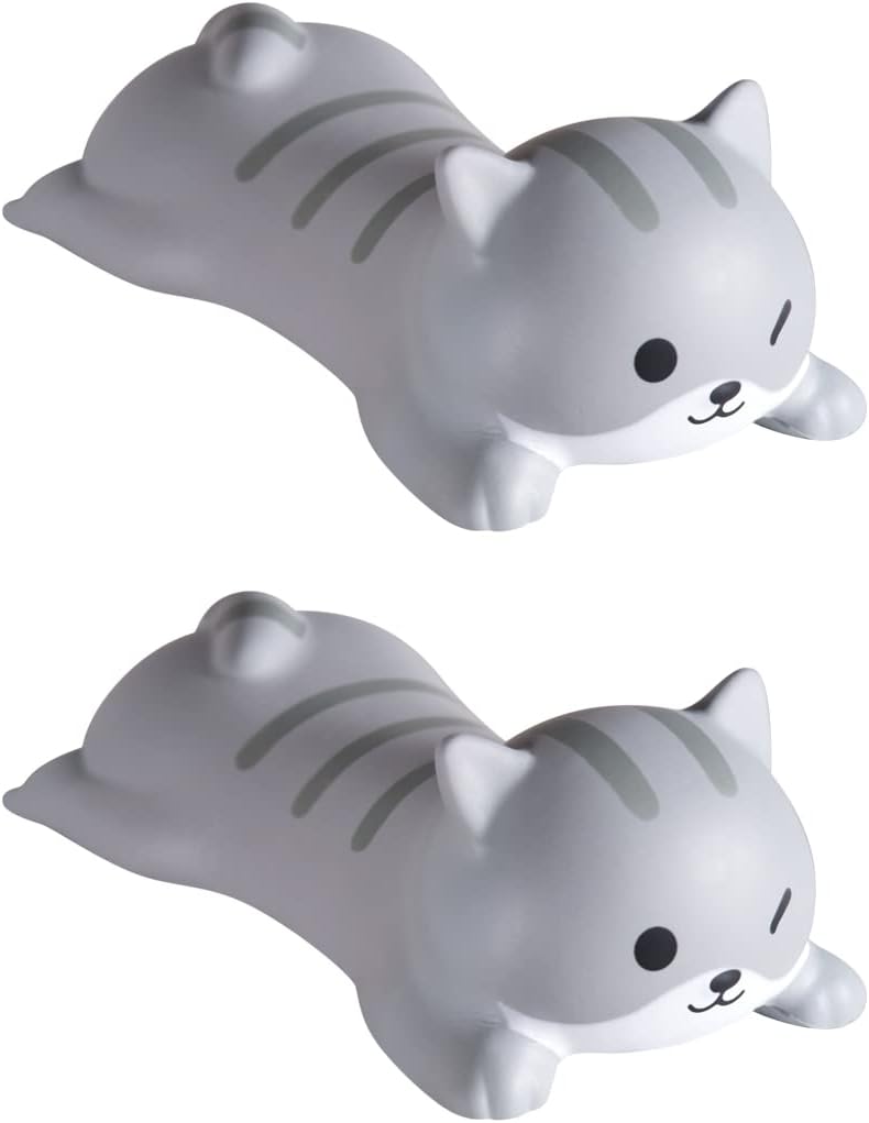 Cute Wrist Rest Support for Mouse Computer Arm Rest for Desk Ergonomic Kawaii Office Supplies Slow Rising PU Mouse Pad (Grey Cat-2pcs)