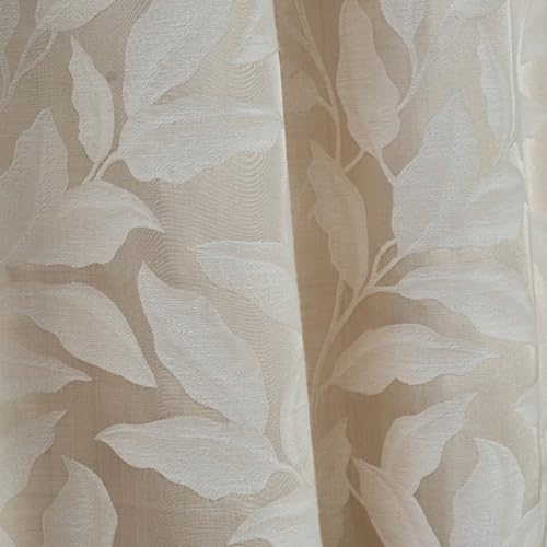 Image of haus & kinder Printed Jacquard Window Curtain 5 Feet Long Pack of 1 Window Curtain, 5 Feet Curtain for Window (Botanic Hush, Pearl Nature Design 130x152 CM)