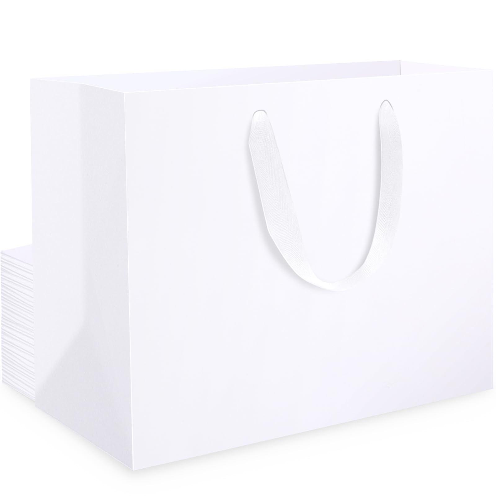 EUSOAR Sac en Papier Blanc, 20Pcs Sacs Kraft avec Poignées XL 40x30x15cm | Pochettes Cadeau Blanches, Gift Bags pour Anniversaire Homme Noël Mariage Emballage