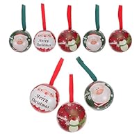 MOTHNUR Set 8 Scatole Natalizie a Forma di Palla in Ferro Portatile Mini Contenitori per Caramelle al Cioccolato Riutilizzabili Decorazioni Natalizie Stampa Chiara per Albero di Natale