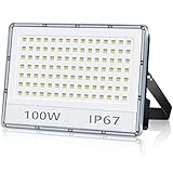YIBIDAMA LED Strahler Außen 100W,10000LM LED Fluter Superhell LED Aussenstrahler,IP67 Wasserdicht LED Scheinwerfer,7000K Kaltweiß Flutlicht LED Außen für Hinterhof,Garten,Garage
