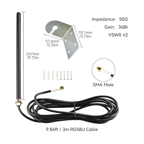 Antenne 4G LTE omnidirectionnelle avec SMA mâle et support mural fixe - 2