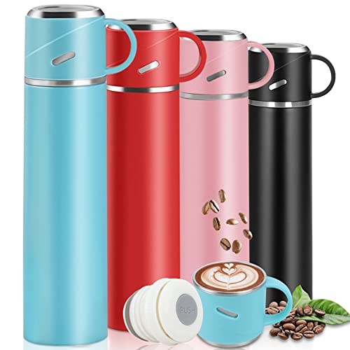 Insulated Water Bottle, 550ml Travel Vacuum Flask, Leakproof Thermal Tea Mug with Lid & Handle