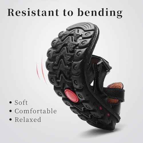 Leather Sandals for Men Closed Toe Hiking Sandals for Men Handmade Driving Shoes Breathable Mens Leather Sandals Pu size 6 -Black4