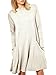 Zero City Womens Casual Pockets Plain Flowy Simple Swing T-Shirt Loose Dress, 08beige, X-Large