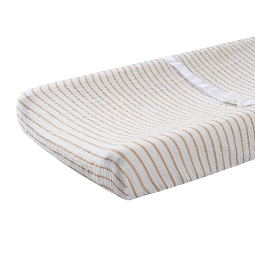 Image of Meracorallo Muslin Changing Pad Cover, 100% Cotton Soft and Comfortable Changing Table Cover for Baby Boys and Girls, Neutral Stripe