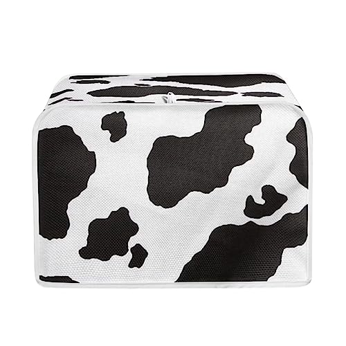 JSLXYYBQ Black and White Cow Print Toaster Covers 4 Slice Wide Slot Dustproof Fingerprint Protectors and Greasy Protection Anti-sputtering Machine Washable Women Gift