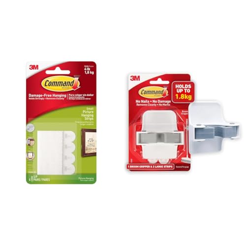 Command 3M Small Picture Hanging Strips 4 Pairs (Wall Hooks for 1.8kg photoframes)