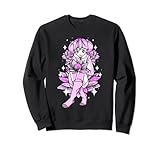 Vaporwave e ragazza anime con fiore di loto