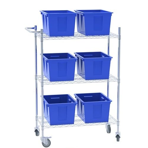 Komercyjny stalowy wózek użytkowy z plastikowymi koszami, wytrzymały, wielowarstwowy wózek na kółkach, regulowany organizer na narzędzia, do garażu, warsztatu, magazynu