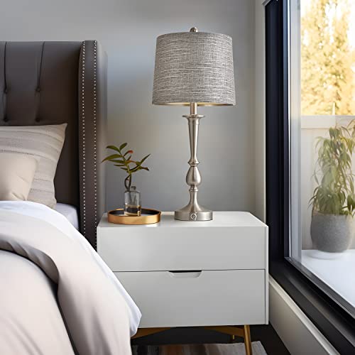 Oneach Usb Modern Metal Table Lamps For Living Room Bedroom Set Of 2 (Large Size, Brushed Nickel Touch) #TOP5