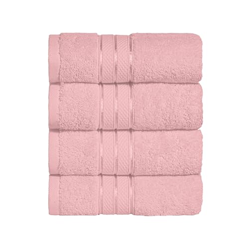 Image of Elegant Comfort Three Line Popcorn Towel Set for Bathroom 16 x 28 inches, Premium Hotel Quality 4-Pack Hand Towels, 100% Turkish Cotton, Soft and Durable, Quick Dry and Highly Absorbent, Dusty Pink