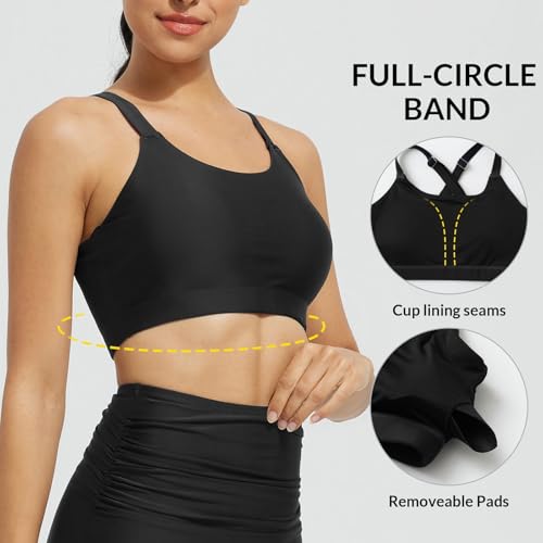 baleaf Women's Swim Bra High Neck Bikini Tops Adjustable Bathing Suit Tops Sports Bra Removable Padded4
