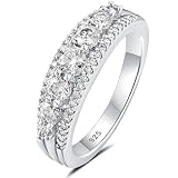 SHELOVES Moissanite Wedding Bands for Women Eternity Ring Engagement 925 Sterling Silver Sz J 1/2