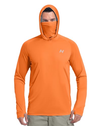 Image of isnowood Sun Shirt UPF 50+ Men's Fishing Long Sleeve UV Protection Hoodie Hiking Rash Guard Swimming Running