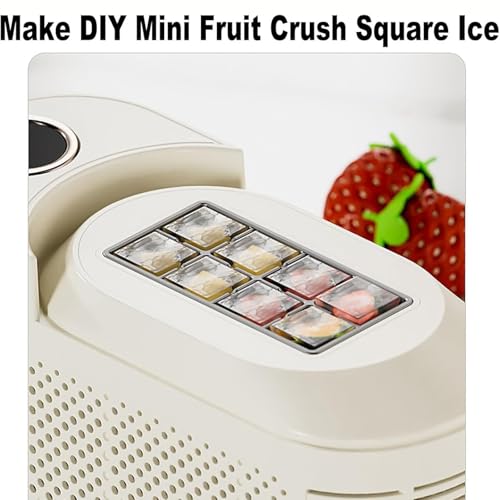Generisch Tragbarer Eiswürfelbereiter, Mini-Eiswürfelbereiter, abnehmbare Mini-Eiswürfelmaschine for die Arbeitsplatte mit Auto-Gleichstromadapter, Eiskorb und Pinzette, 8 Würfel in 10–15Min(White)
