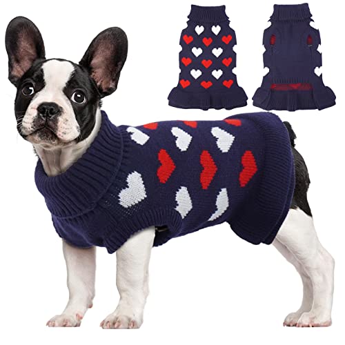 Kuoser Large Dog Sweater, Warm Dog Sweater Large For Fall Winter, Christmas Dog Sweater Pullover Dog Sweaters For Boy Girl, Cold Weather Dog Clothes For Bulldog, Westie, Pug (Blue L) #TOP8