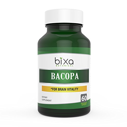Brahmi/Bacopa Monnieri Extract Bacoside 20%, Natural Brain Tonic,Herbal Supplement for Increasing Intelligence & Improve Voice Quality Bixa Botanical Veg Capsules  60 Count (450mg)