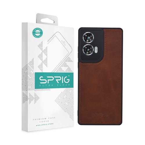 Image of SPRIG Compatible with Moto G96 Matte PU Leather TPU Premium Back Cover Drop Tested Shock Proof Mobile Case for Men, Women, Boys and Girls with Camera Protection (Brown)