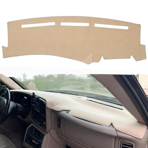 DBOUNE Dash Cover Custom Fit for 1999-2006 GMC Sierra/Chevy Chevrolet Silverado,2000-2006 GMC Yukon XL/Chevy Suburban Tahoe Avalanche,Dashboard Mat Pad (99-06 Beige)