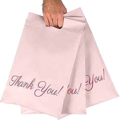 50pcs Poly Mailers Shipping Bags 10x13 Inch, Packaging Bags, Poly Mailing Bags with handle,Plastic Poly Envelope Mailer Thank You Mailing Bags,Shipping Mailers Small Bags With Self Adhesive（Pink）