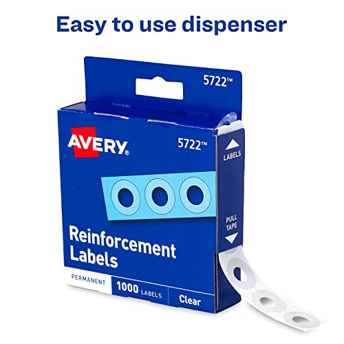 Avery(R) Self-Adhesive Reinforcements, Clear, Pack Of 1000 #TOP4