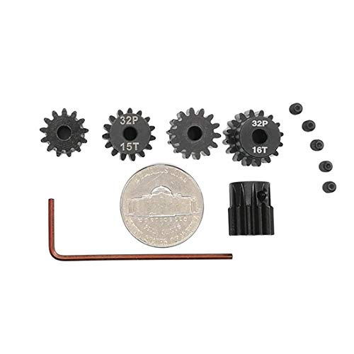 32P Hardened Pinion Gear Set 1/8 Inch Hole 12T 13T 14T 15T 16T With Hex Key (Compatible With 0.8 Metric Pitch) #TOP3