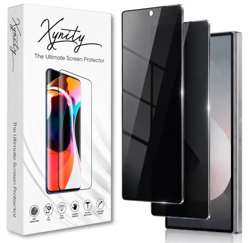 Image of Xynity Ultra Privacy Tempered Glass for Samsung Galaxy Z Fold 4 /5 (2 Pack) | Anti Spy Screen Protector | Premium Edge-to-Edge Coverage | Military Grade Anti-Scratch Protection | Easy Installation Kit