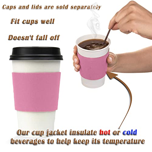 Image of FMP Brands [200 Pack] Pink Coffee Cup Sleeves Disposable for Hot Drinks, Durable Corrugated Cardboard Cup Sleeves for 10-24 oz Cups, Beverage Insulator and Hand Protection for Hot & Cold Drinks