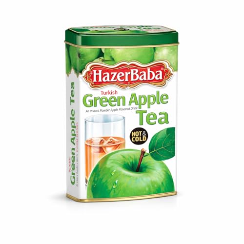 Hazer Baba Instant Drink Mix with Green Apple Flavor, Tin Box, Fruity Natural Powder, Quick Hot or Cold, Water Enhancer, Juice, Smoothie, Vegan, Halal, Kosher, Pack of 1, 8.8 oz (250g)