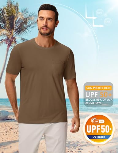 Cotrasen Men's T-Shirts Cotton Short Sleeve T Shirts for Men UPF 50+ Moisture Wicking T-Shirt Casual Crew Neck Pocket Tee2