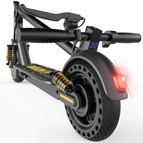 WERHY Electric Scooter with 8.5"/10" Solid Tire, 350W/500W Powerful Motor & 19/22 MPH Top Speed, 16/25 Miles Long Range, Folding E Scooter with Dual Braking for Teens and Adults