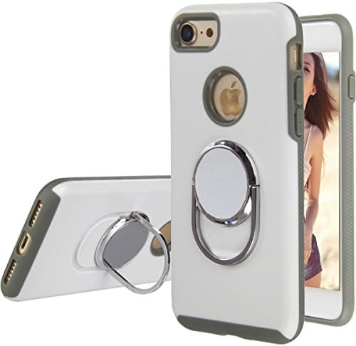 Amabin iPhone 8 Case, iPhone 7 Case, Style Ring Phone Grip 360 Degree Rotating [Metal] [Magnetic] Car Mount/Stand/Holder/Kickstand for Apple iPhone 8(2017)/iPhone 7(2016) (White)