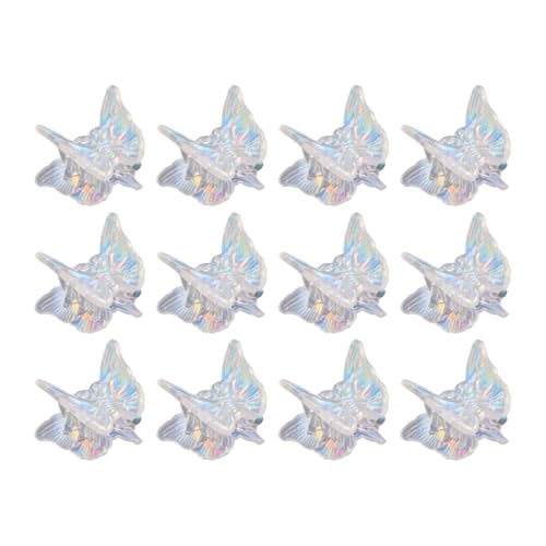 GroveEss 12PCS Butterfly Mini Hair Claw Clips Cute Sparkly Clear Plastic Hairpins Non-Slip Colorful Hair Styling Accessories for Women Medium Thick Hair Organizing Decoration