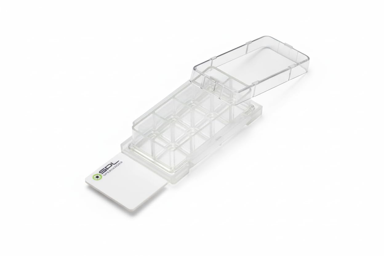 SPL Cell Culture Chamber Slide, Clear, 8 Wells, PS Frame, D-lux Slide, PP Holder, 0.2~0.6 ml, TC Treated Sterile, Case of 12 // 2 Pack of 6