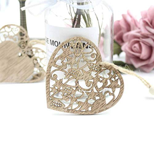 CLISPEED 6Pcs Fatias De Madeira Rústica De Madeira Inacabada Entalhes Do Coração Do Dia Dos Namorado