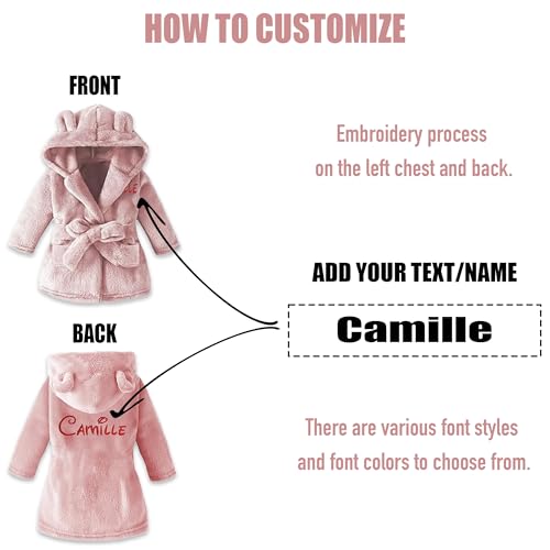 Personalized Baby Bathrobe -Baby Robe Hooded Bath Robe Towel Pajamas-Custom Personalized Embroidered Kid's Name4